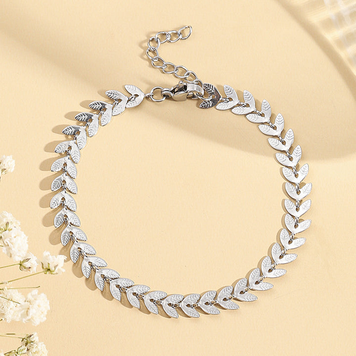 Stainless Steel Simple Fashion Leaf Wheat Bracelet