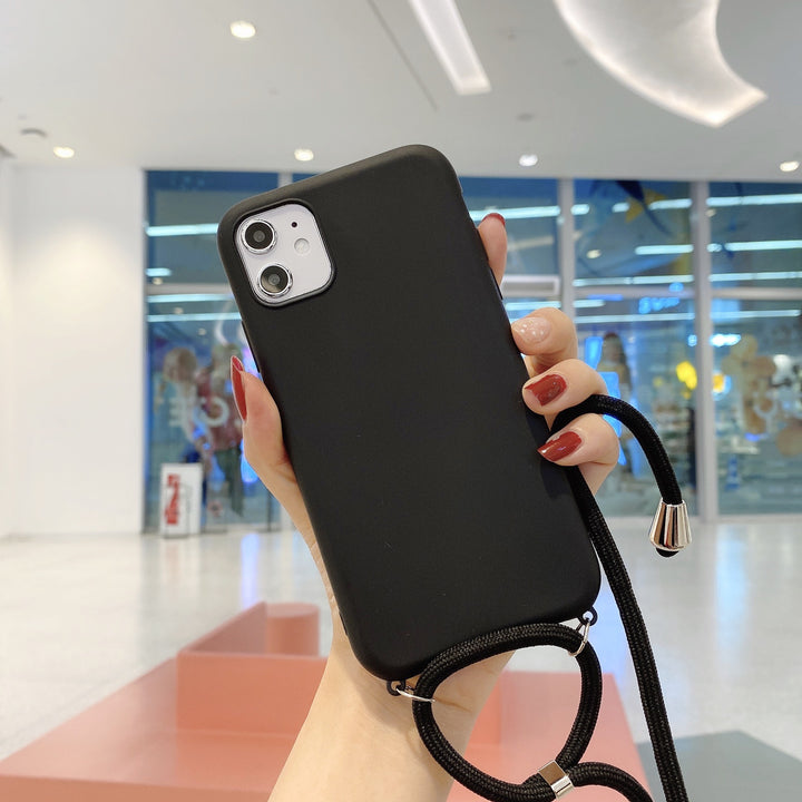 Compatibil cu Apple, Compatibil cu Apple , Potrivit pentru copertă de protecție a toamnei din silicon pentru iPhone11 Silicon Lanyard