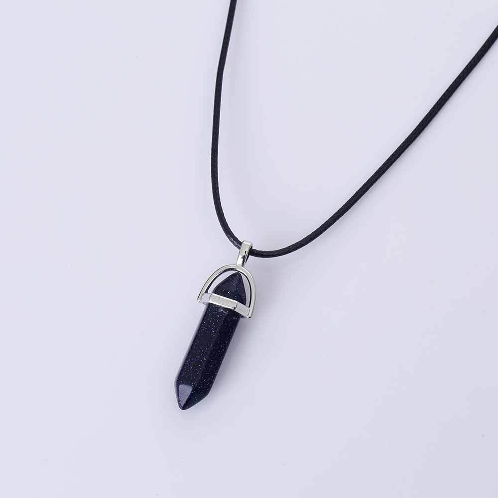 Jewelry Alien blasting necklace hex pendant necklace two pointed natural stone necklace Korean version of the source