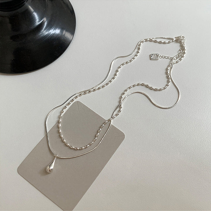 Women's Minimalist Water Drop Pendant Double-layer Necklace