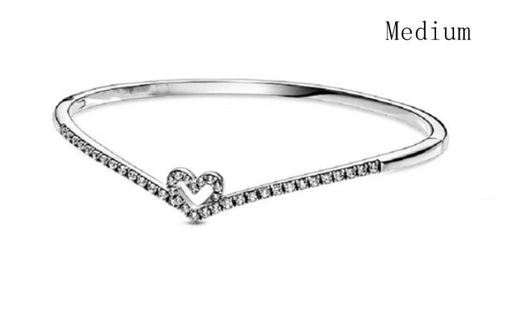 New Product Love Heart Diamond Sterling Silver Bracelet