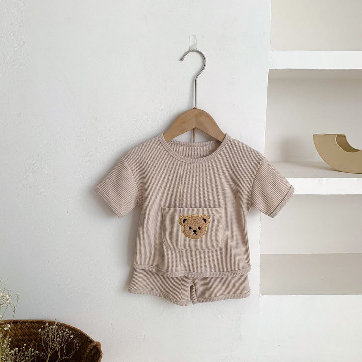 Unisex Baby Suit Clothes For Babies Summer Two-piece Bear Top Shorts