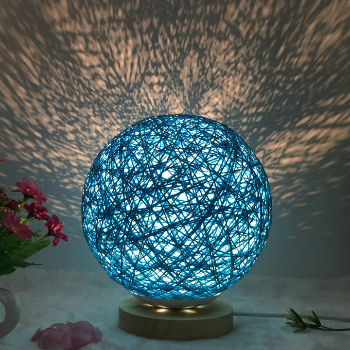 Amazon Hot Selling Linen Linen Lampa de masă roman și unic LED inteligent USB7 Color RGB16 Color Color Control Rattan Ball Lampa