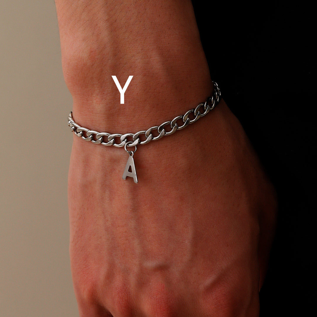 Simple Letter Titanium Steel Bracelet Men's Fashion