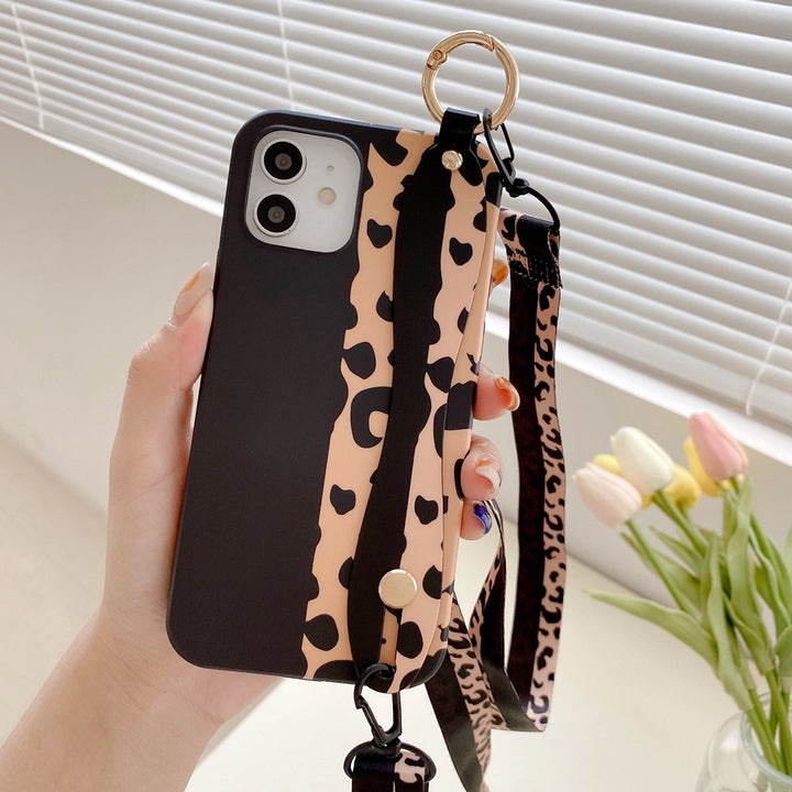 LEOPARD Imprimare cu mână cu aceeași carcasă de telefon Lanyard