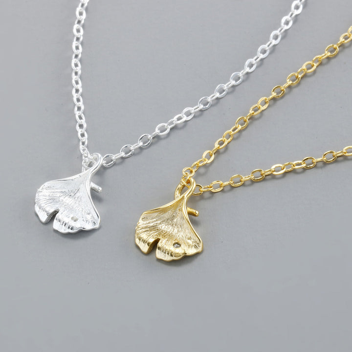 925 Sterling Silver Ginkgo Leaf Necklace