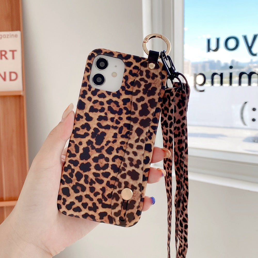 LEOPARD Imprimare cu mână cu aceeași carcasă de telefon Lanyard