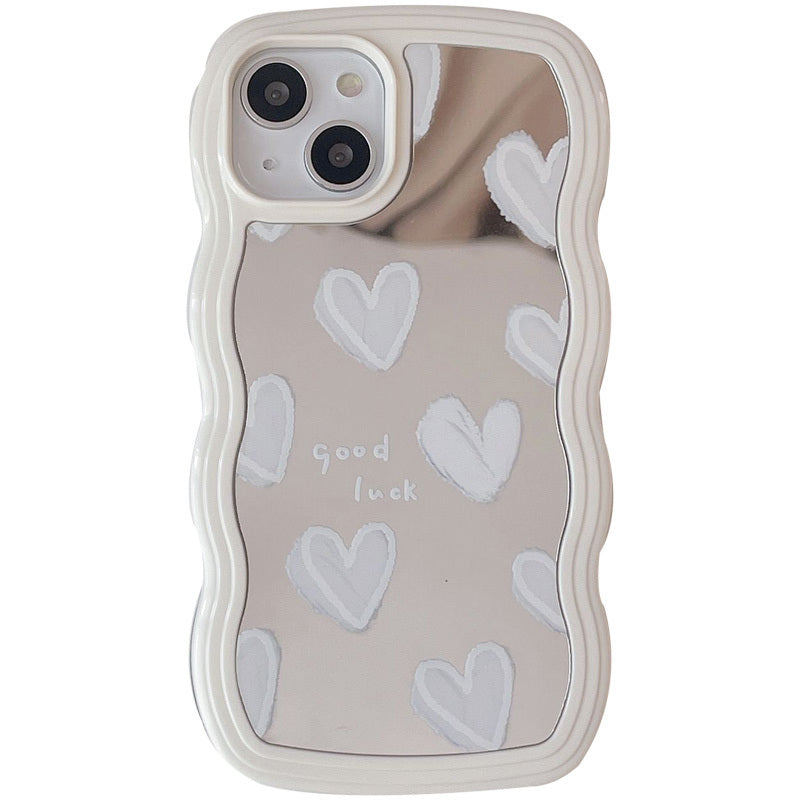 Wave Edge Mirror Heart Suitable For S24 S21 Ultra Phone Case Silicone