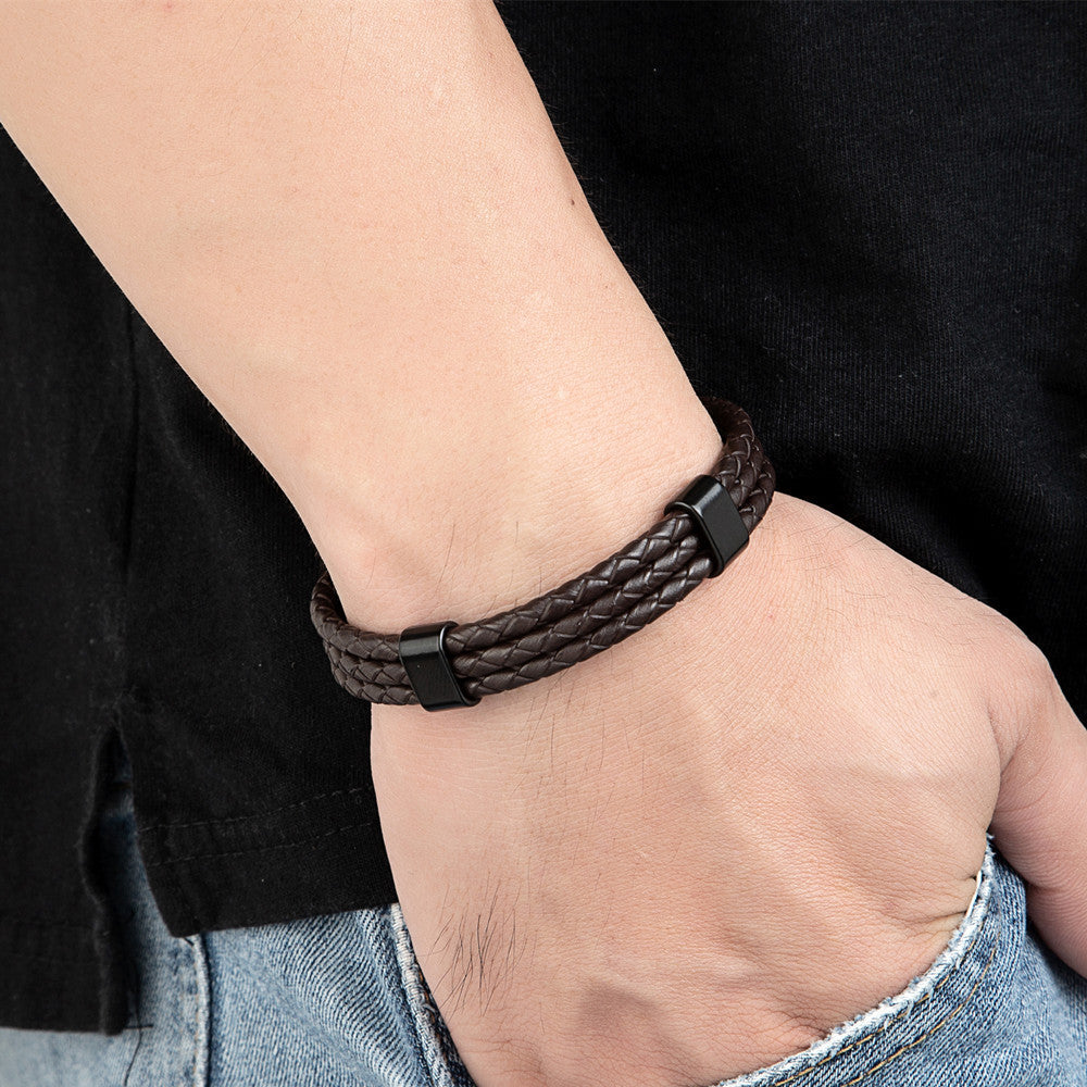 Men's Fashion All-match Leather Braided Bracelet Ornament