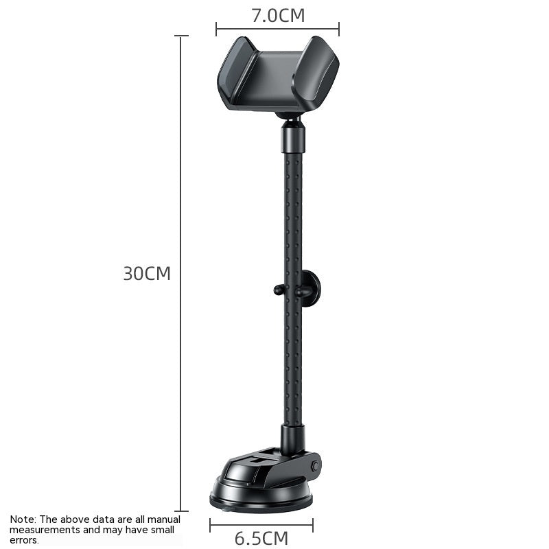 New Universal Rotating Car Mobile Phone Bracket Double Supercharged Multi-angle Adjustment Bending-resistant Metal Long Brush Holder Bracket