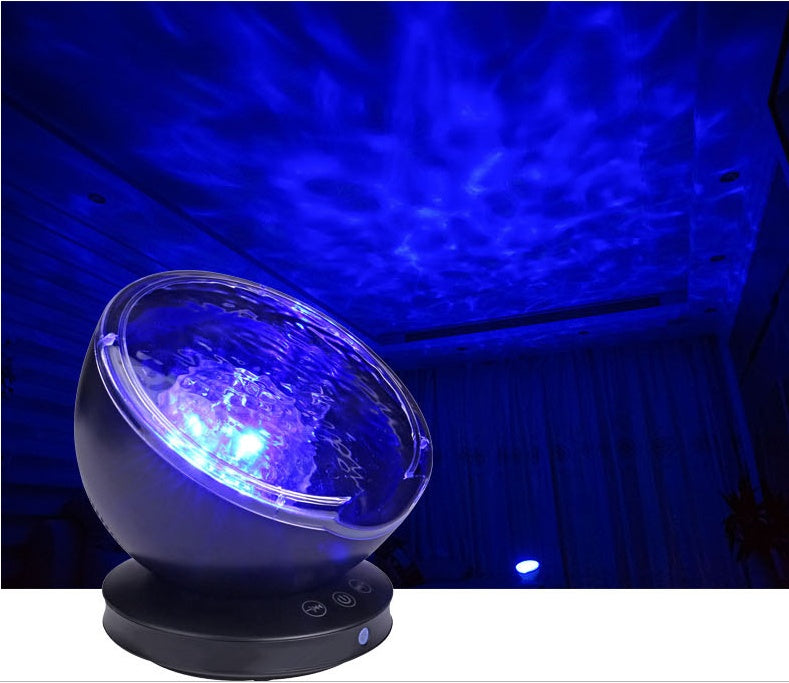 Proiector de valuri de ocean LED LUMINĂ LUMINĂ LUMINĂ TEMIN TEMELE TF Player Music Speaker Aurora Proiection