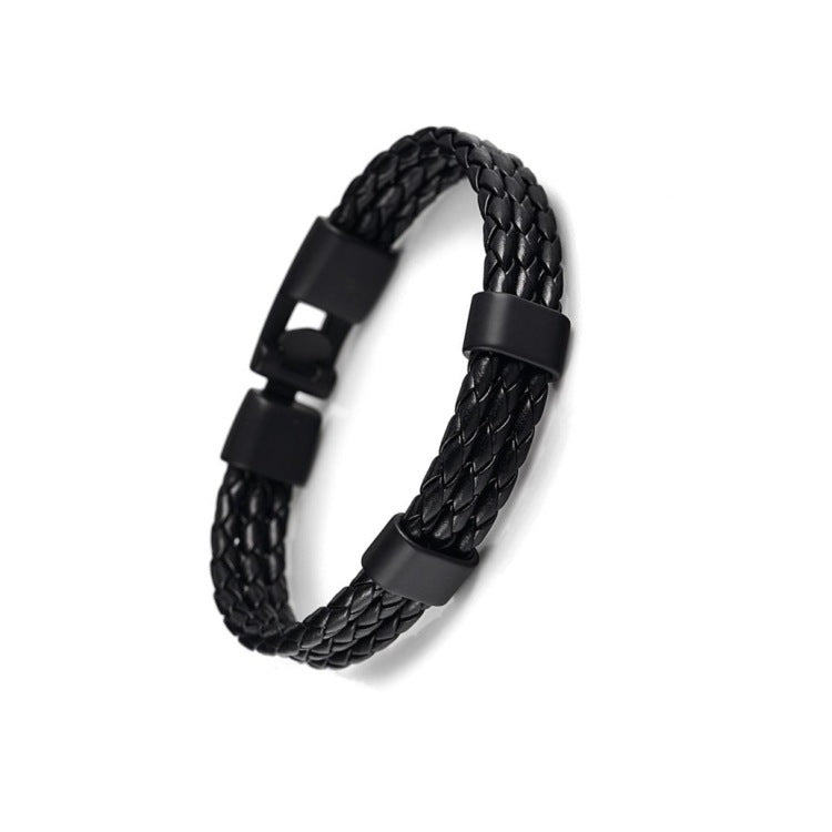 Leather Braided Bracelet Alloy Buckle