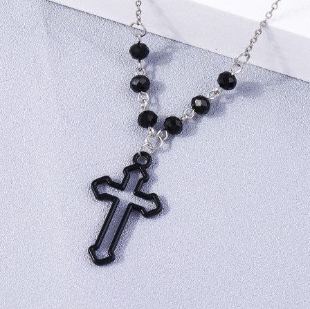 Women's Cross Beaded Necklace Clavicle Chain