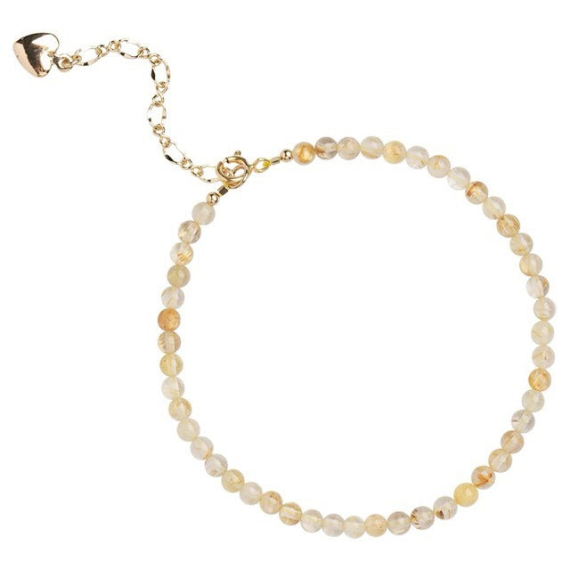 Ultra-fine Gold Rutilated Quartz Bracelet Women's Lucky Beads Ultra-fine Autumn And Winter Niche Design Retro Style