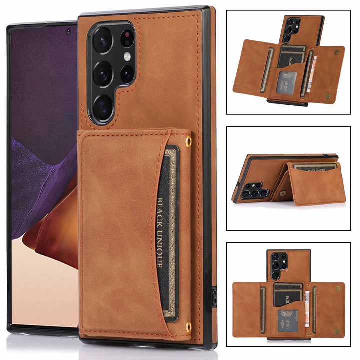 Three-Fold Wallet Card-inserting Leather Phone Case