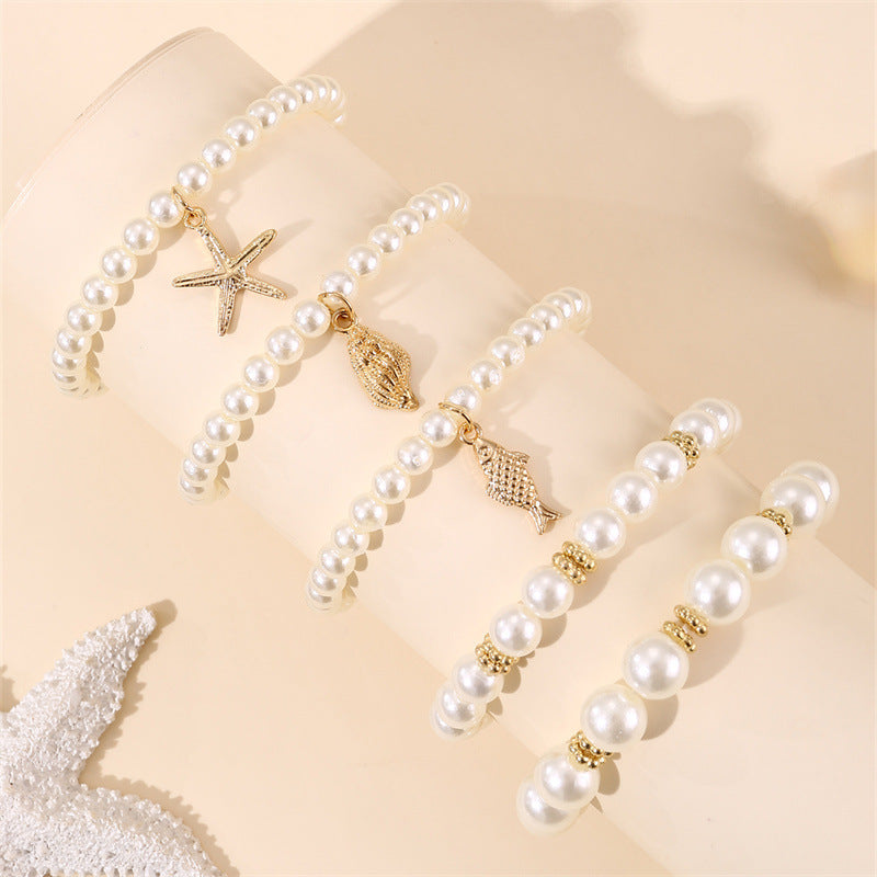 Pearl Bracelet Starfish Ocean Style Alloy Bracelet