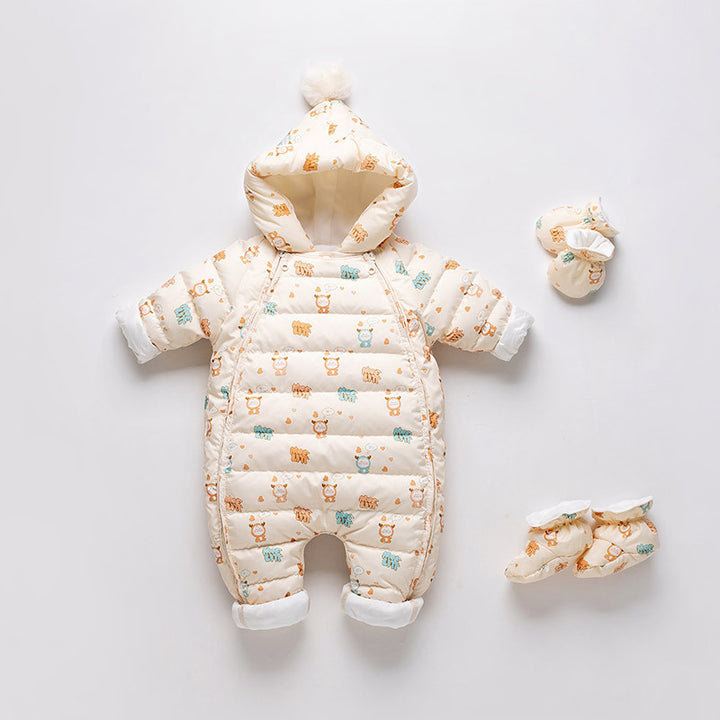 Baby Thickened Down Jacket Jumpsuit Printed Romper