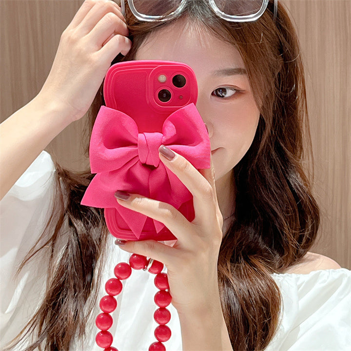 Big Wave Silicone Bow Beads Chain Phone Case