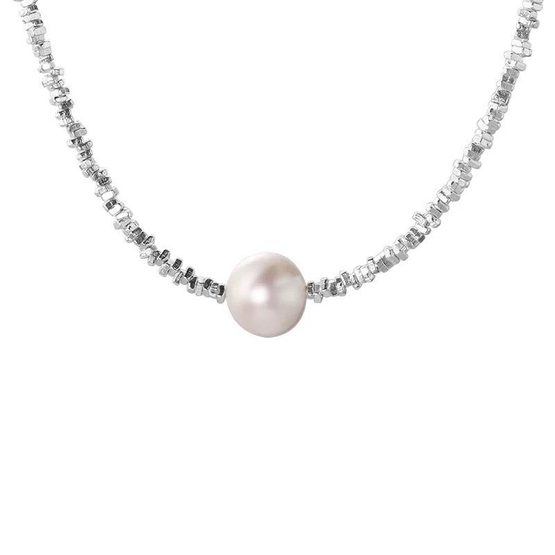 Small Pieces Of Silver Pearl Necklace Female Choker Clavicle Chain