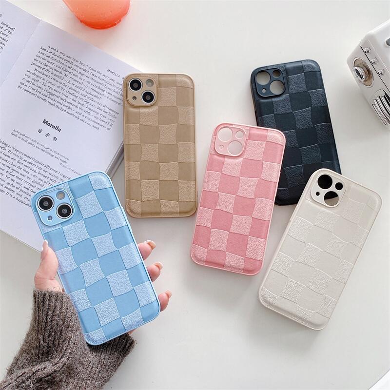 Chessboard Plaid Leather Pattern Phone Case Drop-resistant Protective Cover