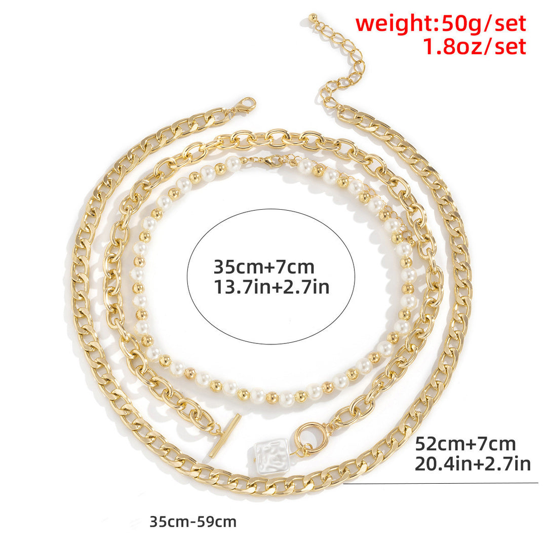 European And American Cross-border Fashion Pearl OT Buckle Alloy Necklace