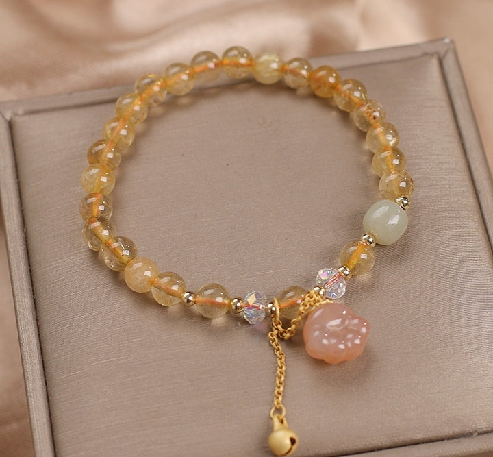 Natural Gold Rutilated Quartz Bracelet Women's National Fashion