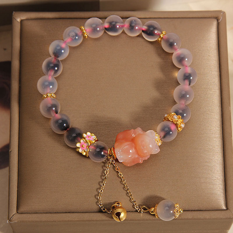 Nine-Tailed Fox Sugar Heart Agate Bracelet For Women