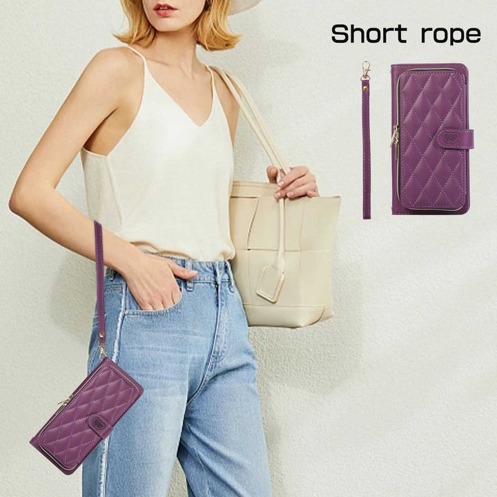 All Inclusive Zipper Crossbody Plaid Flap Telefon