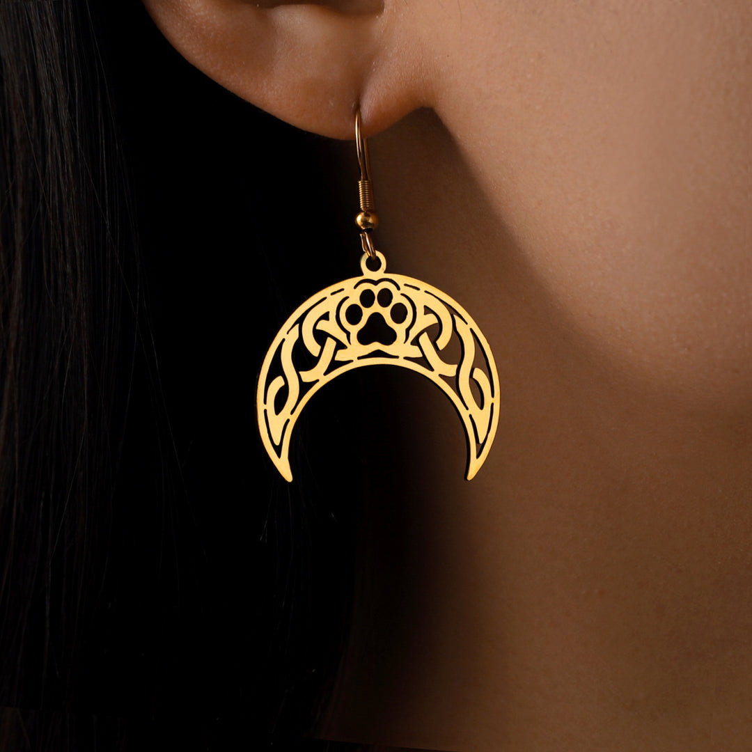 Hollowed-out Lotus Pattern Women's Stainless Steel Earrings