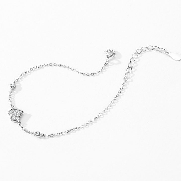 S925 Sterling Silver Sweet Loving Heart Butterfly Bracelet