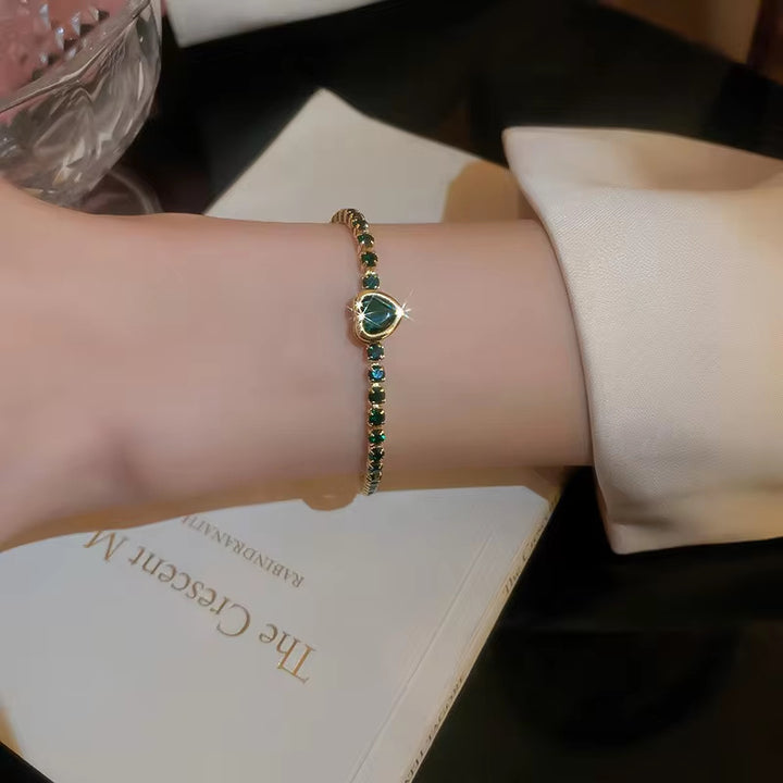 Fashion Jewelry Zircon Geometric Square Bracelet South Korea Fashion Elegant Heart Bracelet Internet Celebrity Light Luxury