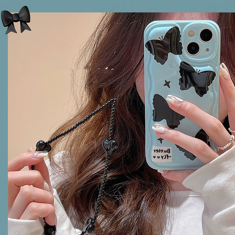 Black Butterfly Chain Silicone Phone Case