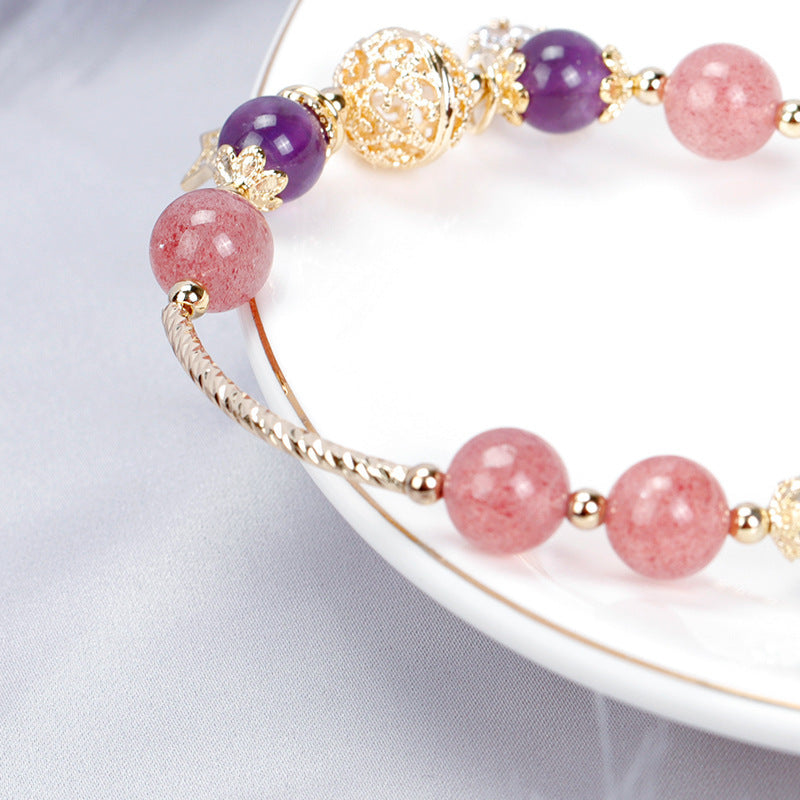 Bardo Crystal Bracelet Strawberry Quartz White Moonlight