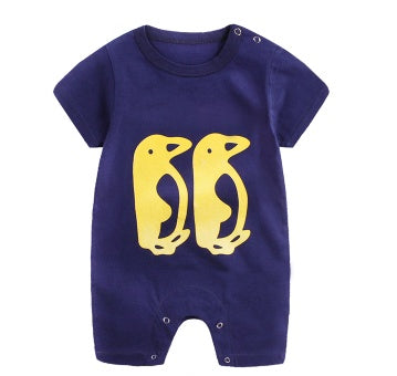 Baby Short Sleeve Cartoon Print Romper