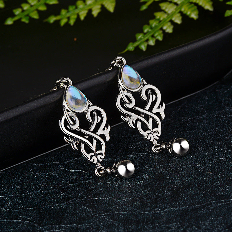 Inlaid Colorful Moonstone Earrings Ladies