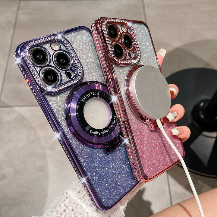 Glitter Tpu Electroplating Magnetic Bracket Phone Case