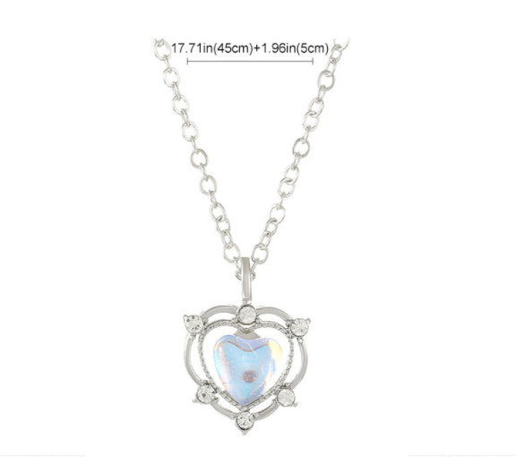 Creative Diamond Hollow Out Colorful Love Pendant Necklace