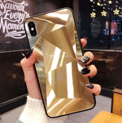 Compatible With Apple, Glitter Diamond Texture  Case For  X XS Max XR 7 Plus Mirror Acrylic Back Cover Cases For  6 S 7 8 Plus