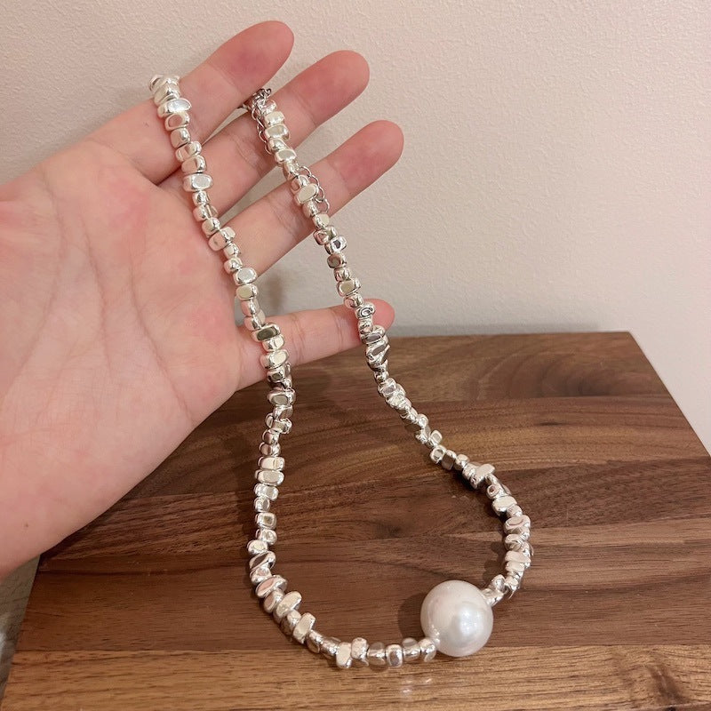 Small Pieces Of Silver Pearl Necklace Female Choker Clavicle Chain