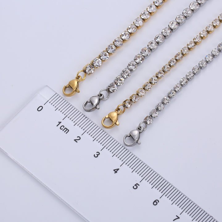 Stainless Steel White Diamond Tennis Necklace