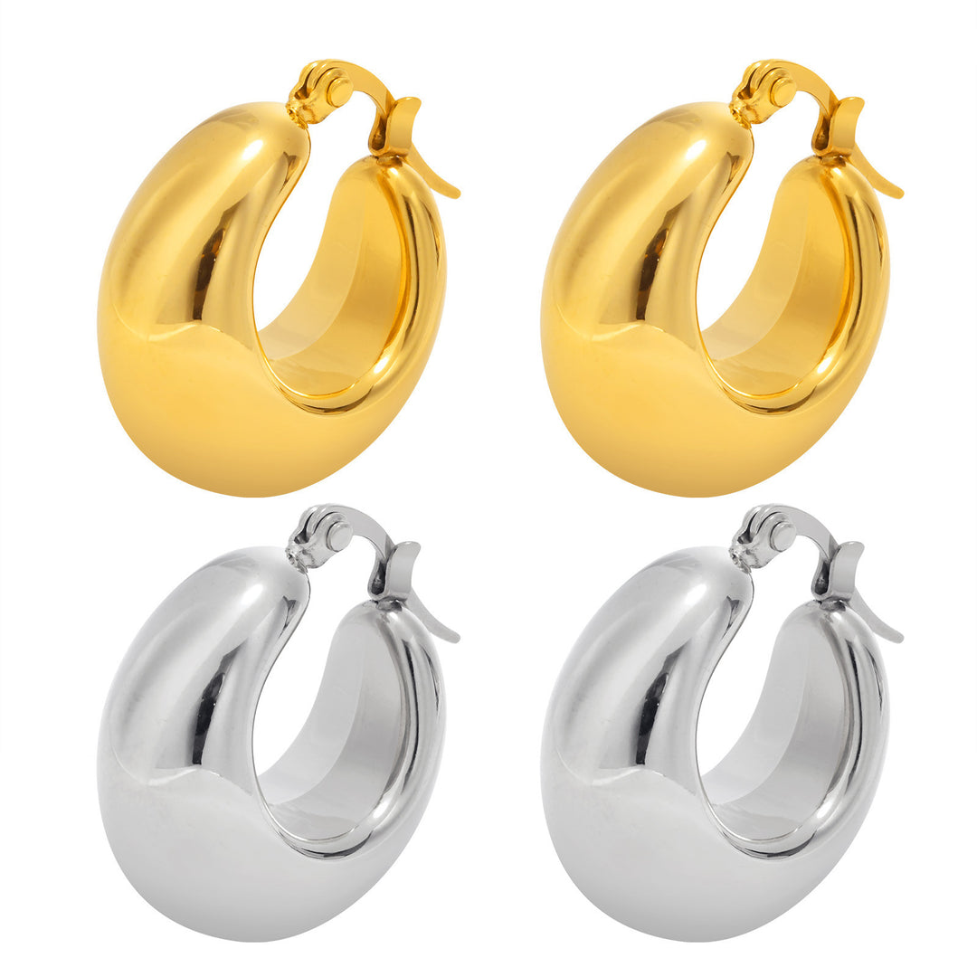 Stainless Steel 18K Gold Hollow Earrings