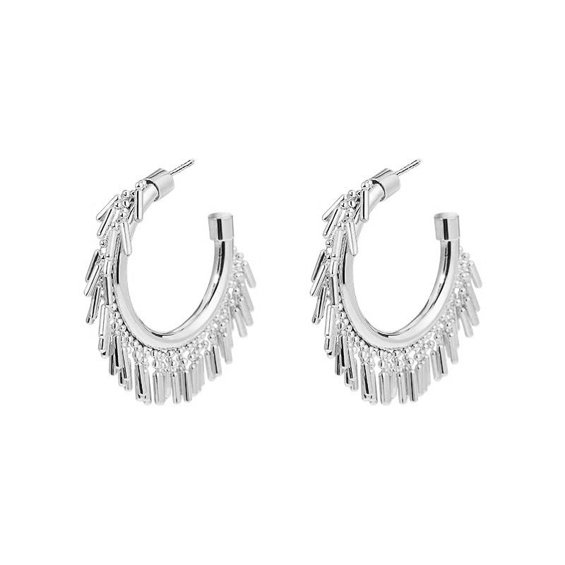 Women's Fashion Exaggerated C- Shaped Tassel Earrings