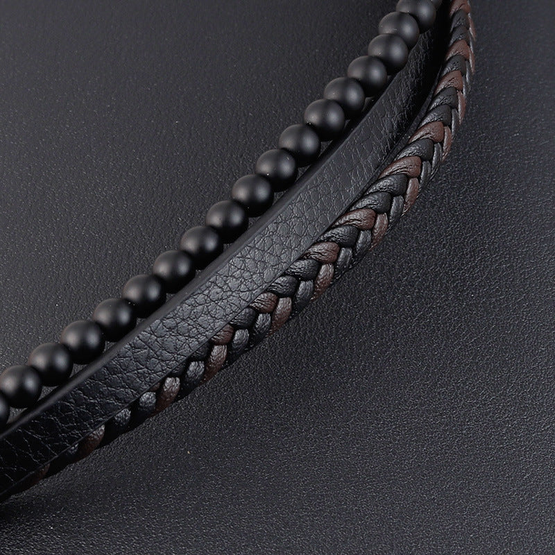 Natural Stone Volcanic Stone Leather Bracelet