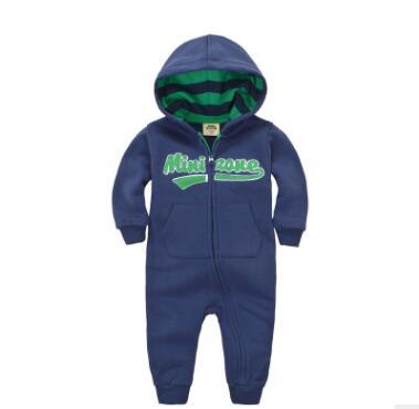 Baby onesies autumn and winter baby clothes baby plus velvet hood long-sleeved romper romper children's clothing