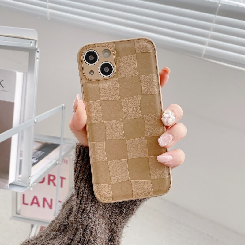 Chessboard Plaid Leather Pattern Phone Case Drop-resistant Protective Cover