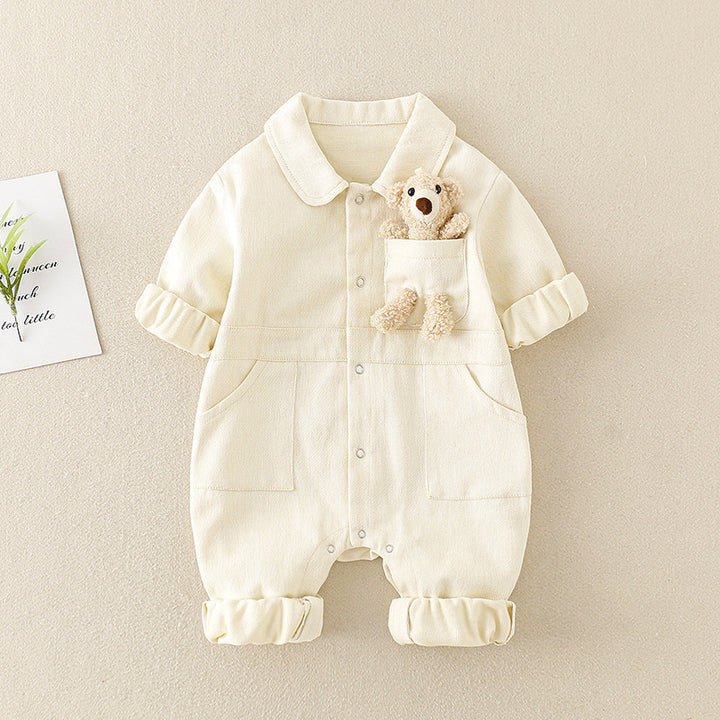 Baby Handsome Denim Jumpsuit Spring Festival Western Style Baby Boy