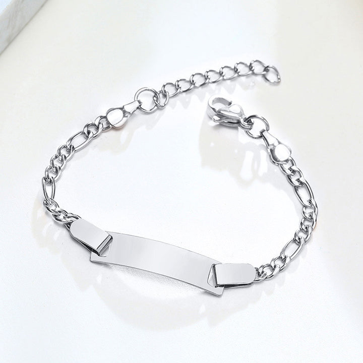 Children's Bracelet Stainless Steel Blank Curved Plate Adjustable 12and3cm With Lettering