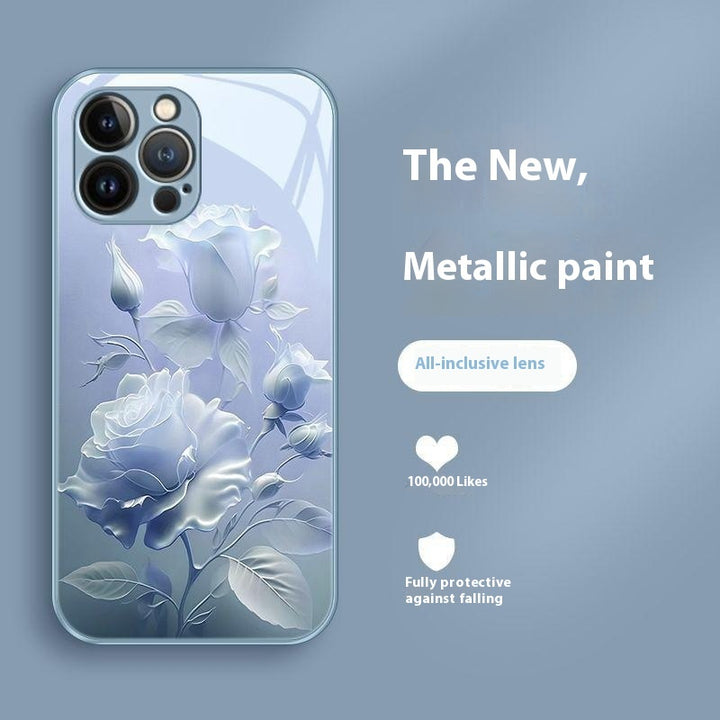 Blooming Rose Glass Painted Phone Case