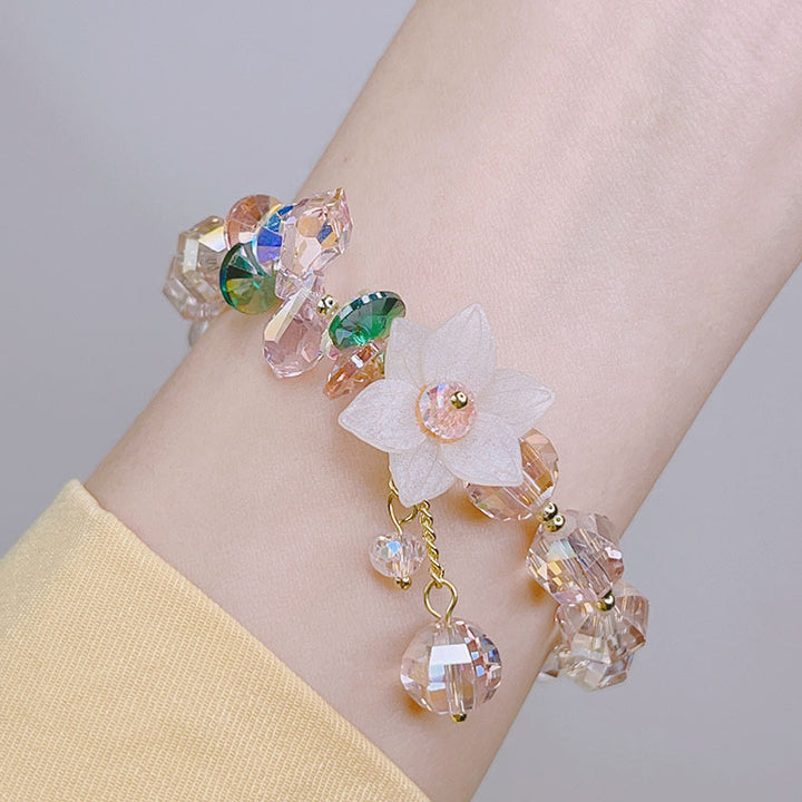 Big Petal Colorful Flower Crystal Bracelet Fashion