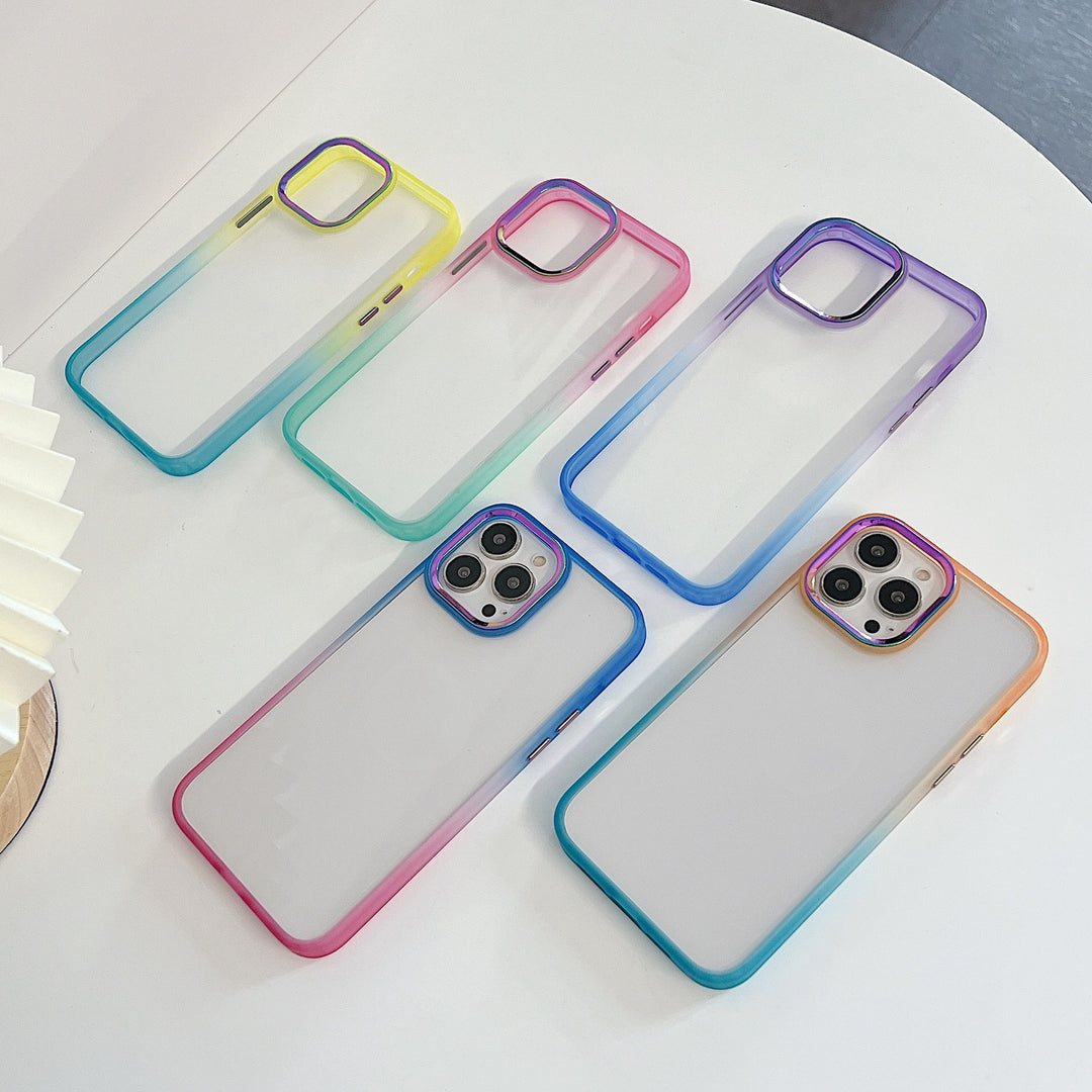 Transparent Button Gradient Border Two-color Phone Case